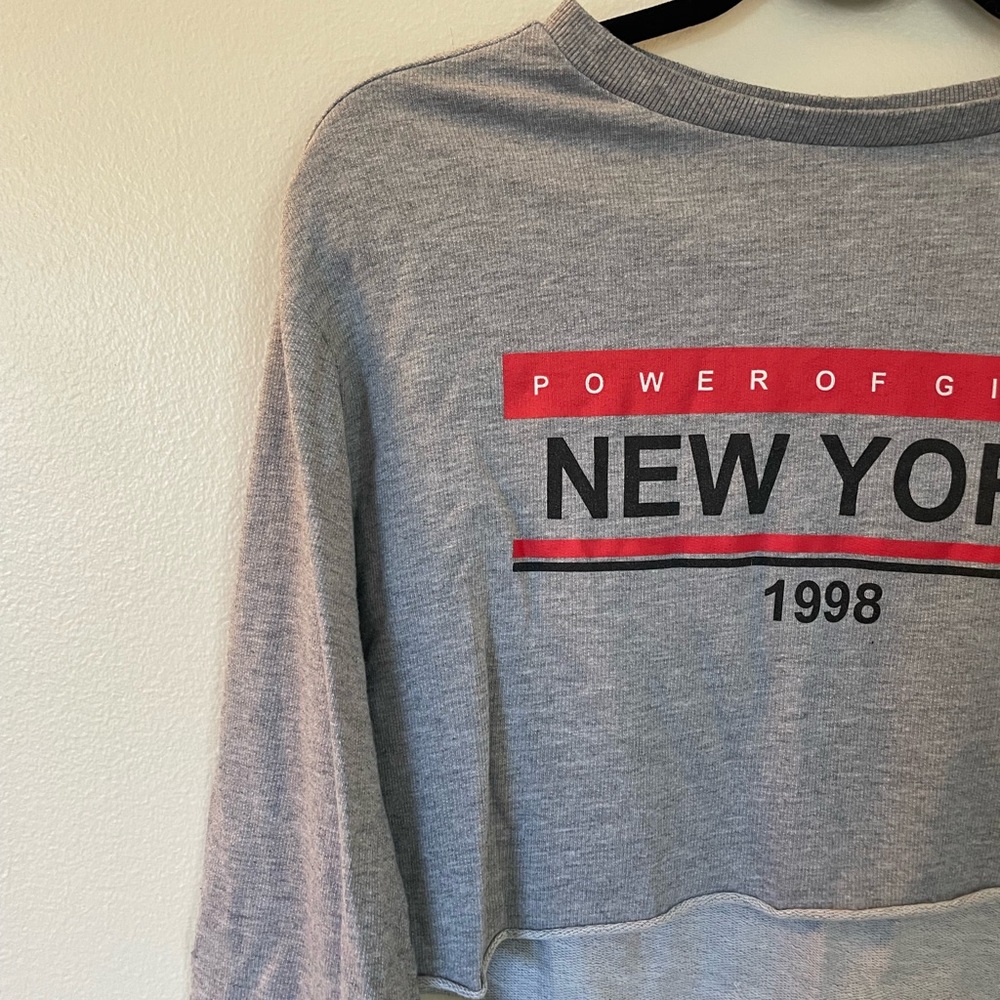 Divided | Gray Cropped NY Sweatshirt | Size Small - Picture 2 of 6